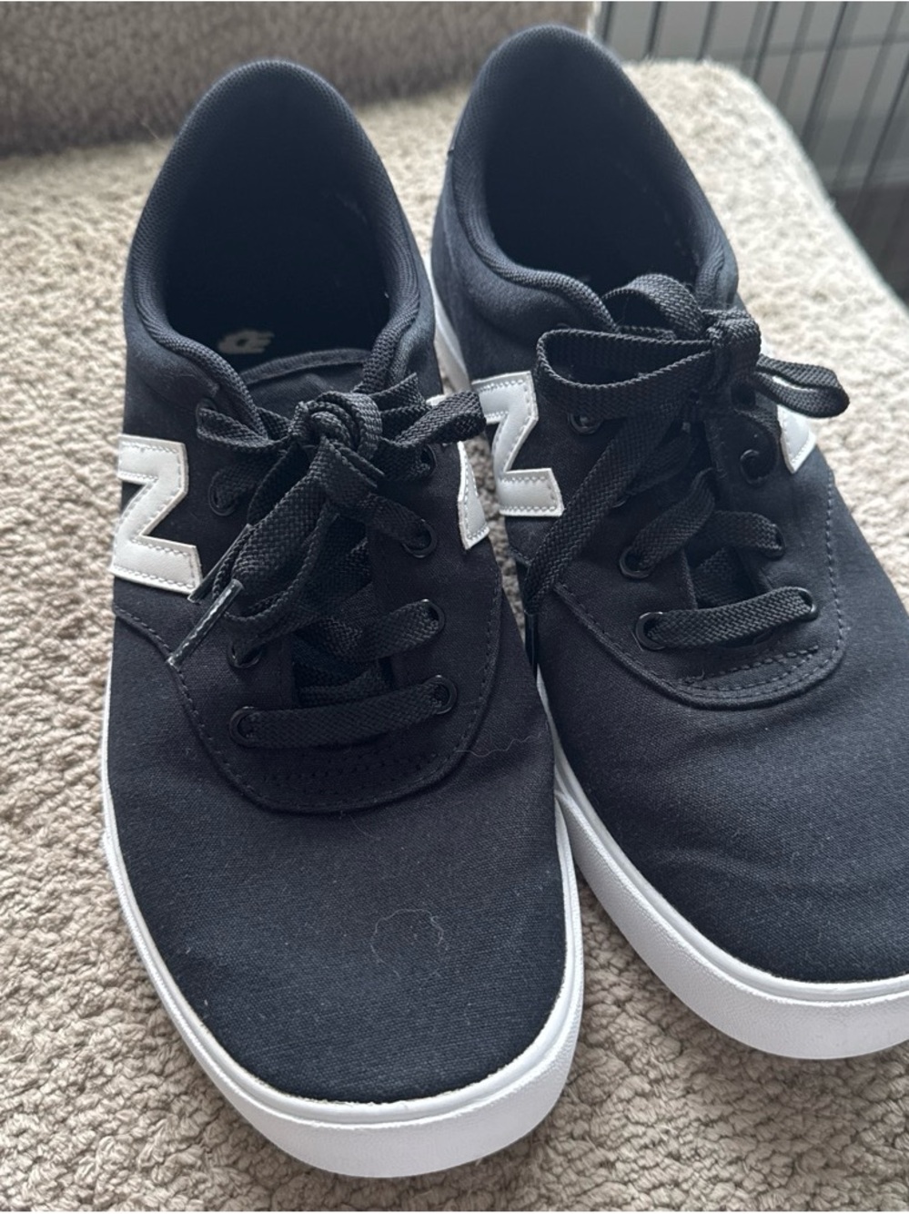 New Balance Men's Black Canvas Sneakers with White 'N' Accent